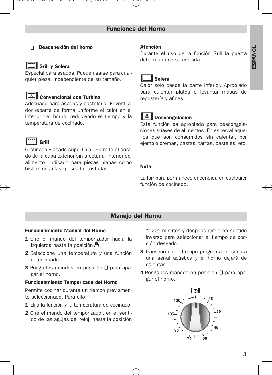 Funciones del horno, Manejo del horno | Teka HE 615 ME User Manual | Page 3  / 12