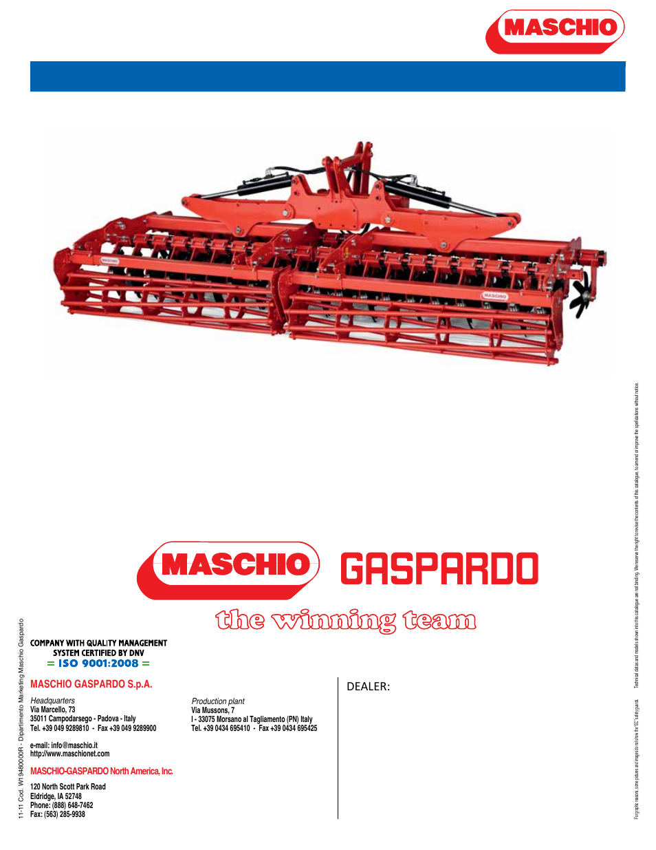 Dealer, Maschio gaspardo s.p.a | Maschio Gaspardo PRESTO User Manual | Page  12 / 12