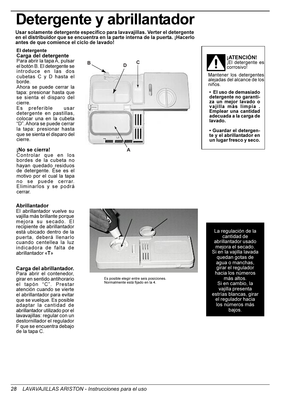 Detergente y abrillantador | Ariston LL 65 B-S-W User Manual | Page 27 / 31