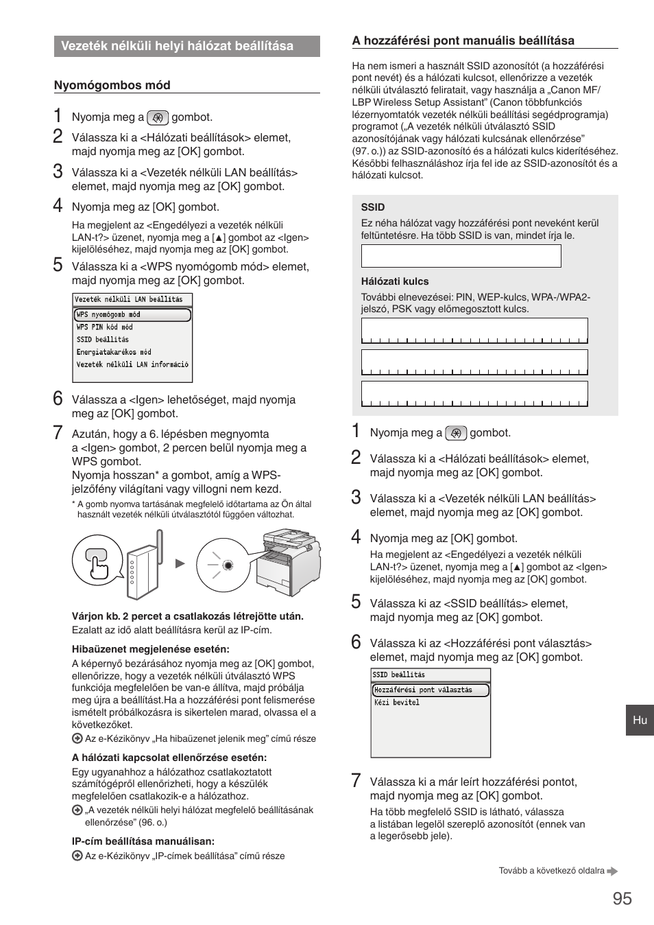 Vezeték nélküli helyi hálózat, Beállítása, El (95. o.) | Canon i-SENSYS  MF8550Cdn User Manual | Page 95 / 120