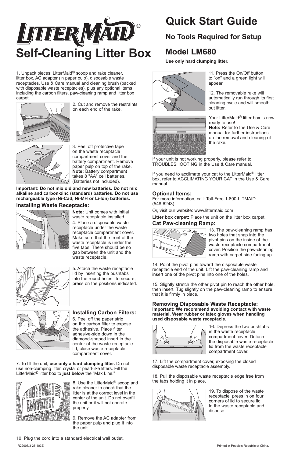 Littermaid Lm680 User Manual 1 Page