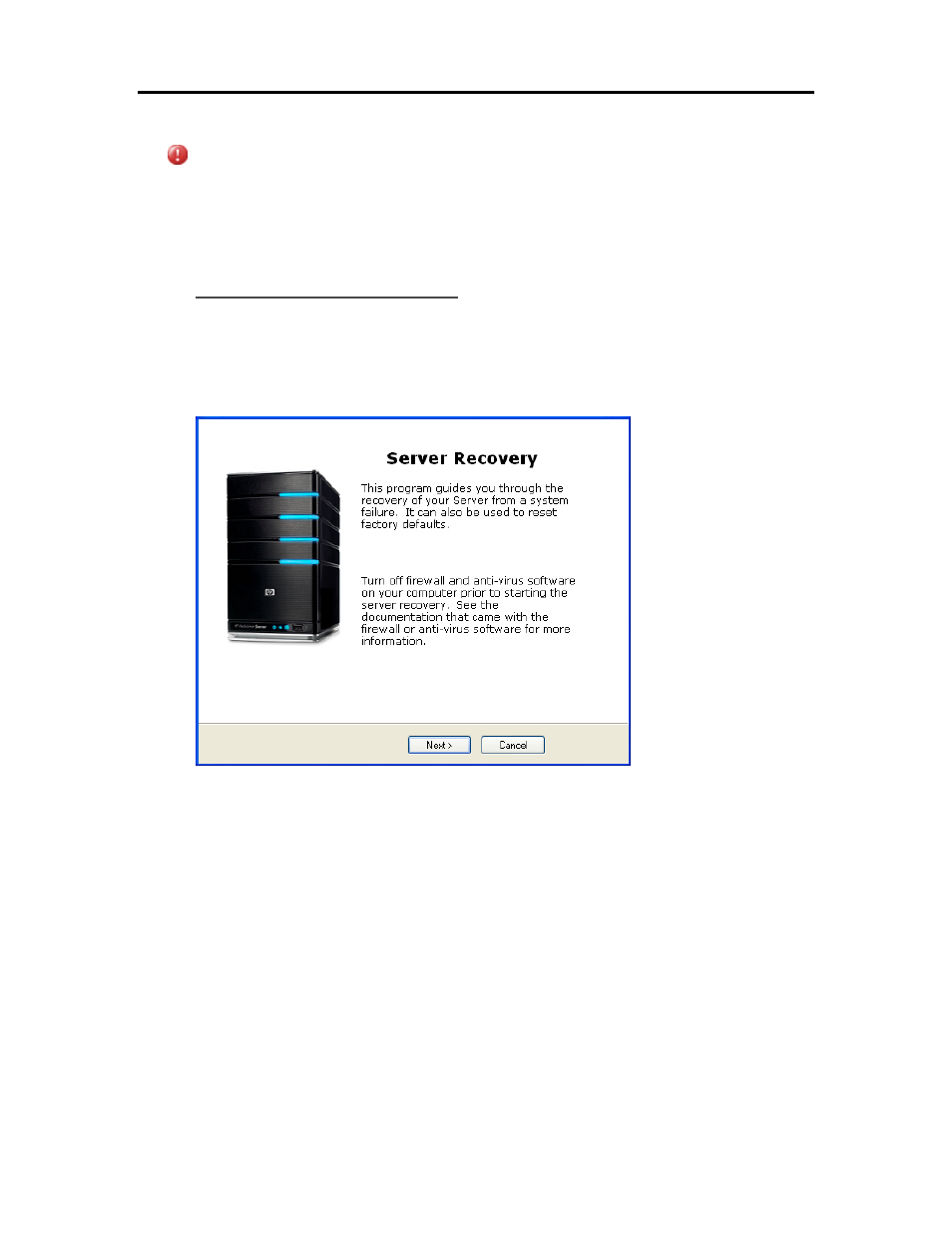 Recover or reset the server | HP EX490 MediaSmart Server User Manual | Page  220 / 331