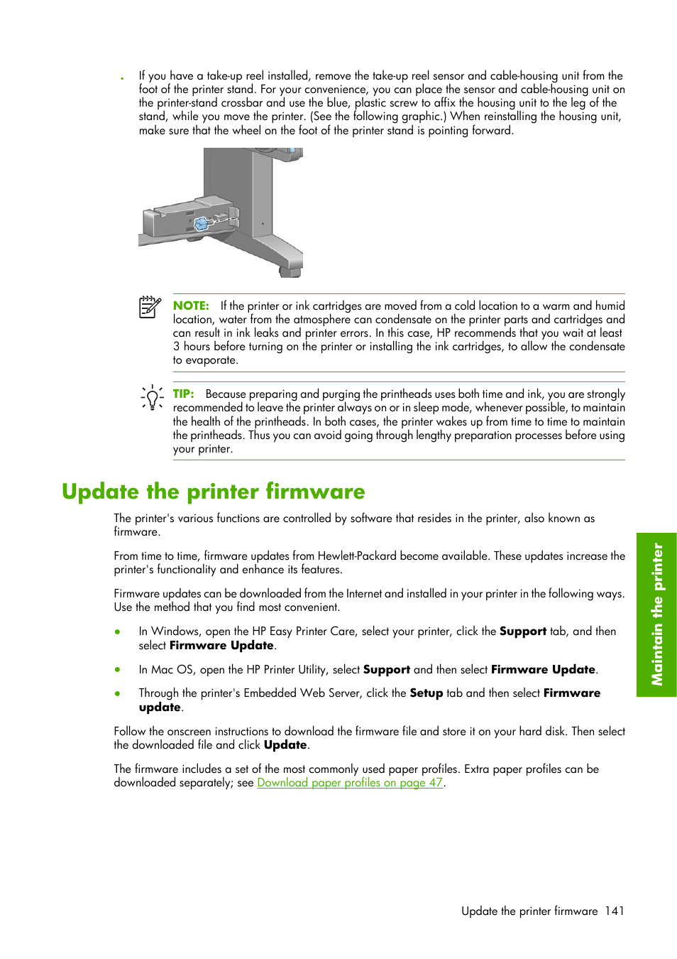 Update the printer firmware | HP Designjet Z6100 Printer series User Manual  | Page 153 / 232
