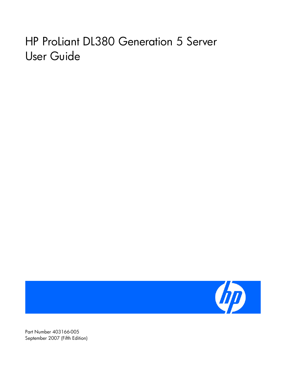 HP ProLiant DL380 G5 Server User Manual | 114 pages