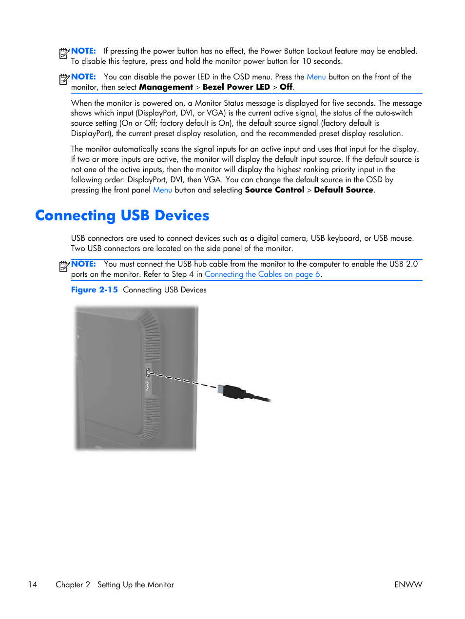 Connecting usb devices | HP Compaq LA2306x 23-inch LED Backlit LCD Monitor  User Manual | Page 20 / 33