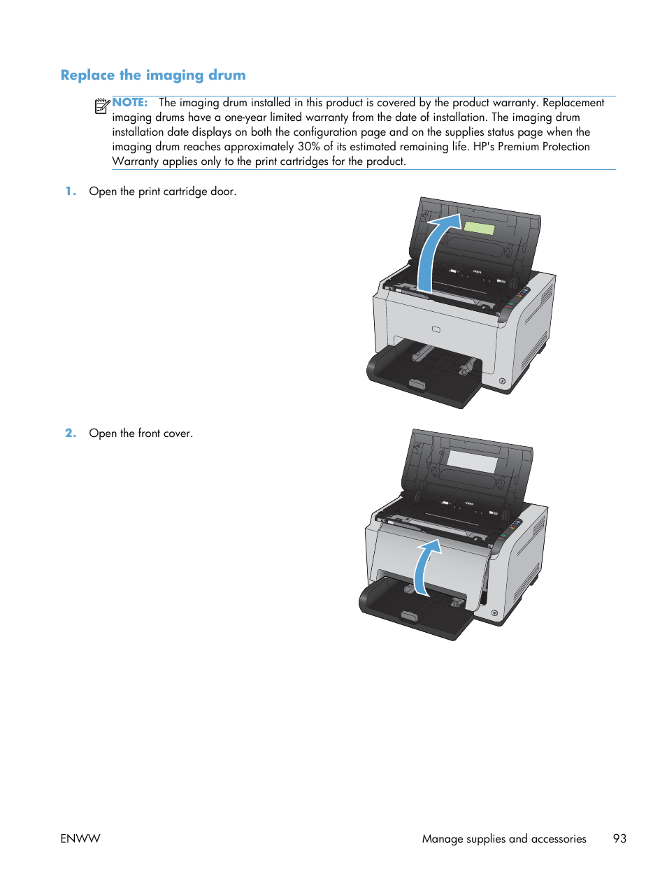 Replace the imaging drum | HP LaserJet Pro CP1025nw Color Printer User  Manual | Page 105 / 186