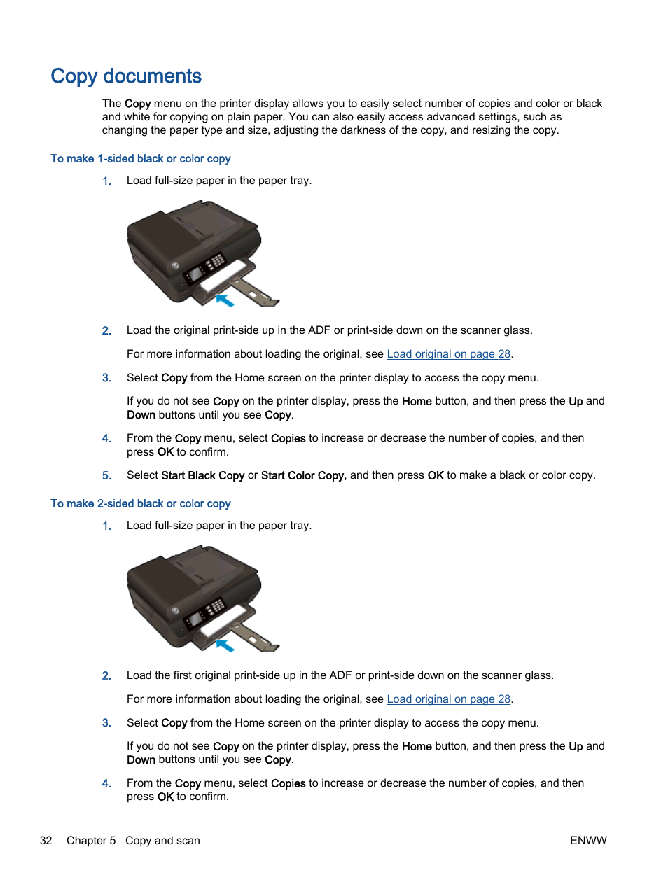 Copy documents | HP Officejet 4630 e-All-in-One Printer User Manual | Page  38 / 166