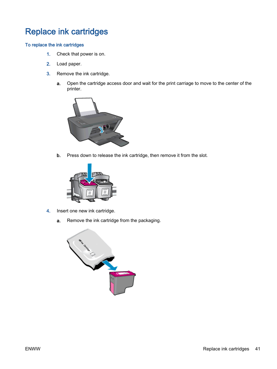 Replace ink cartridges, N, see, Replace ink | HP Deskjet 2540 All-in-One  Printer User Manual | Page 45 / 102