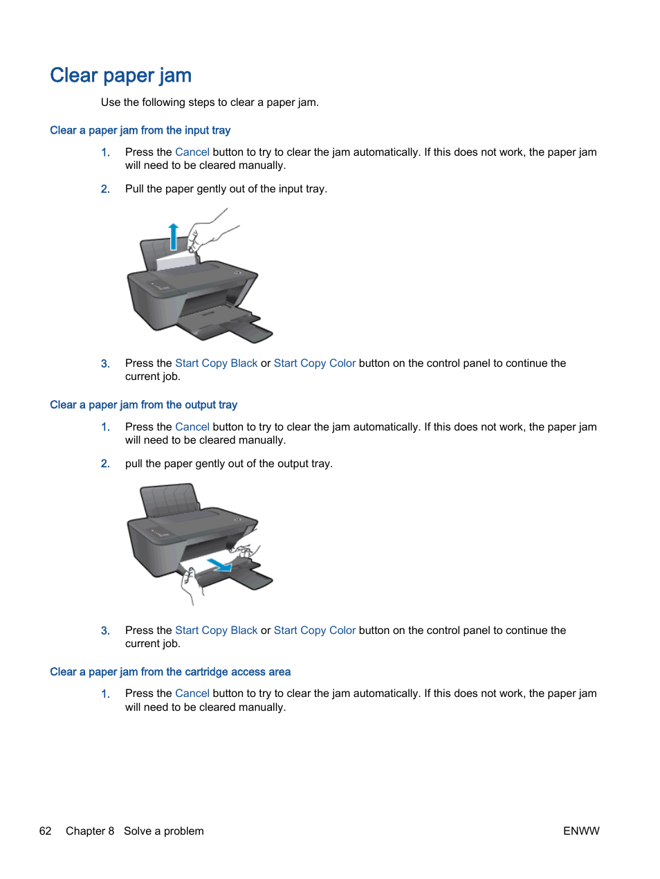 Clear paper jam, R jam, see | HP Deskjet 2540 All-in-One Printer User Manual  | Page 66 / 102 | Original mode