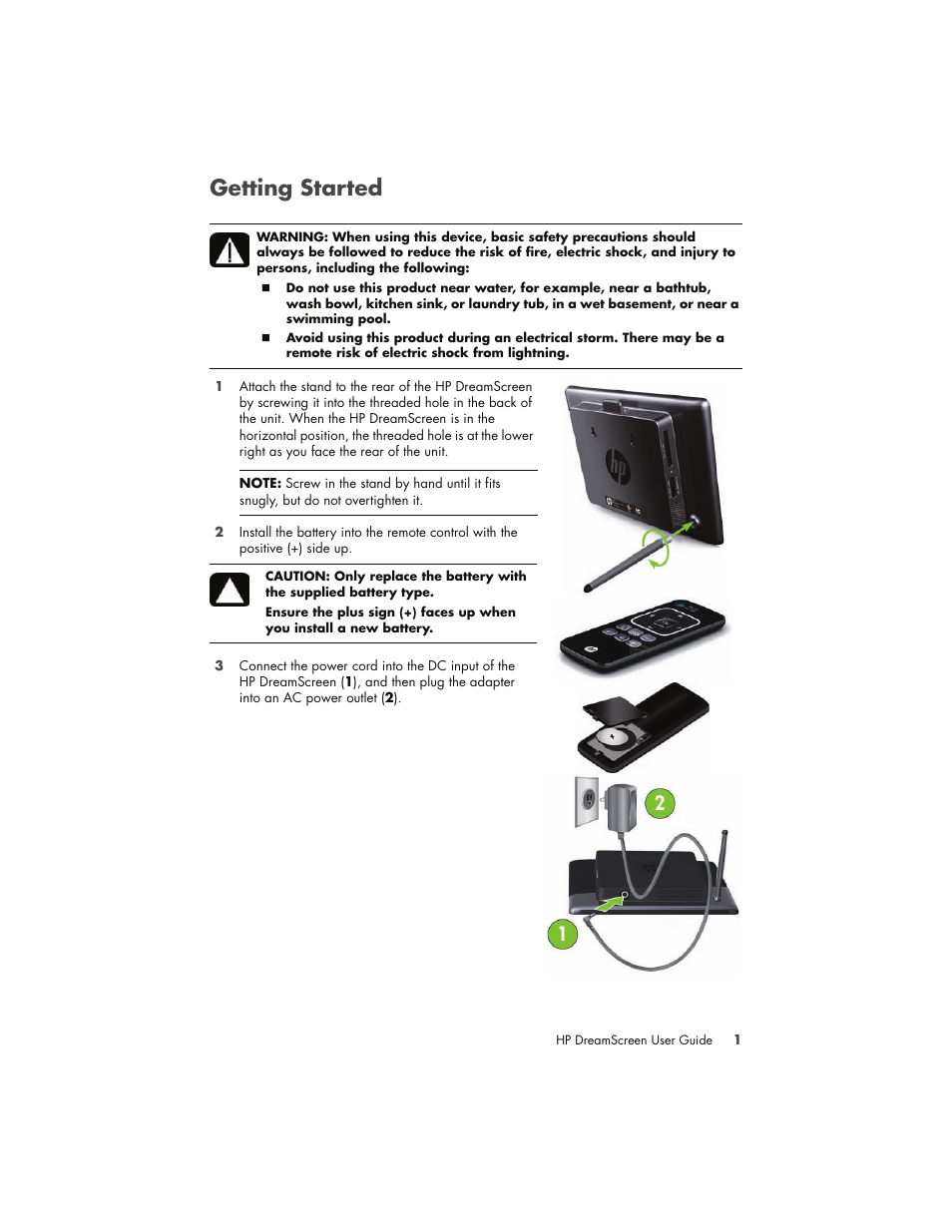 Getting started | HP DreamScreen 130 Wireless Connected Screen User Manual  | Page 7 / 58 | Original mode