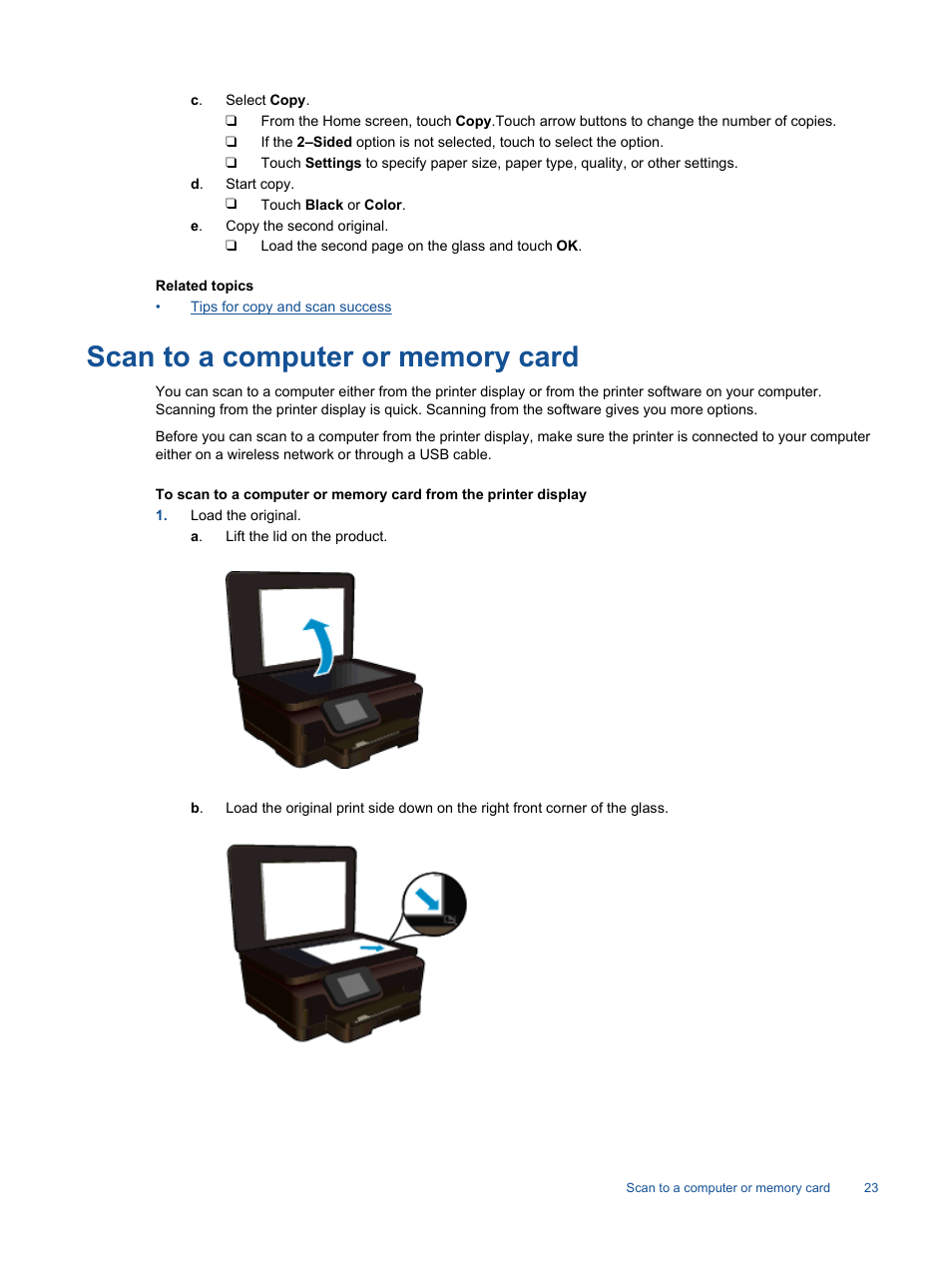 Scan to a computer or memory card | HP Photosmart 6525 e-All-in-One Printer  User Manual | Page 25 / 64