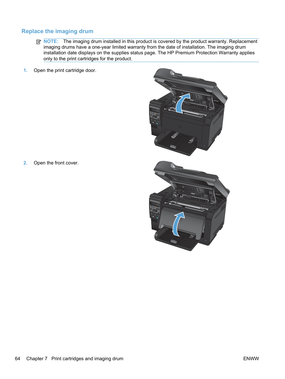 Replace the imaging drum | HP LaserJet Pro 100 color MFP M175nw User Manual  | Page 78 / 220
