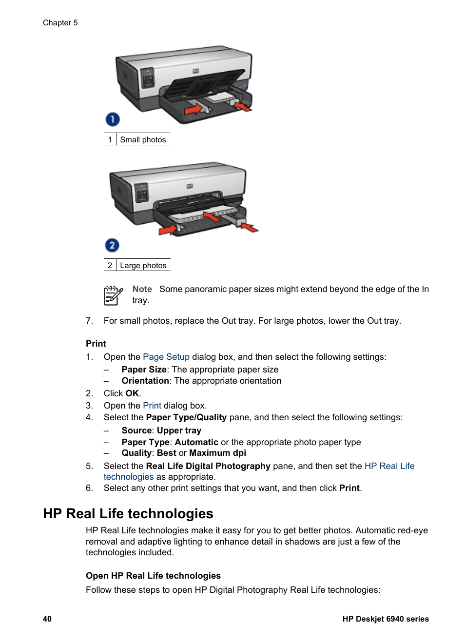 Hp real life technologies | HP Deskjet 6943 Printer User Manual | Page 42 /  132