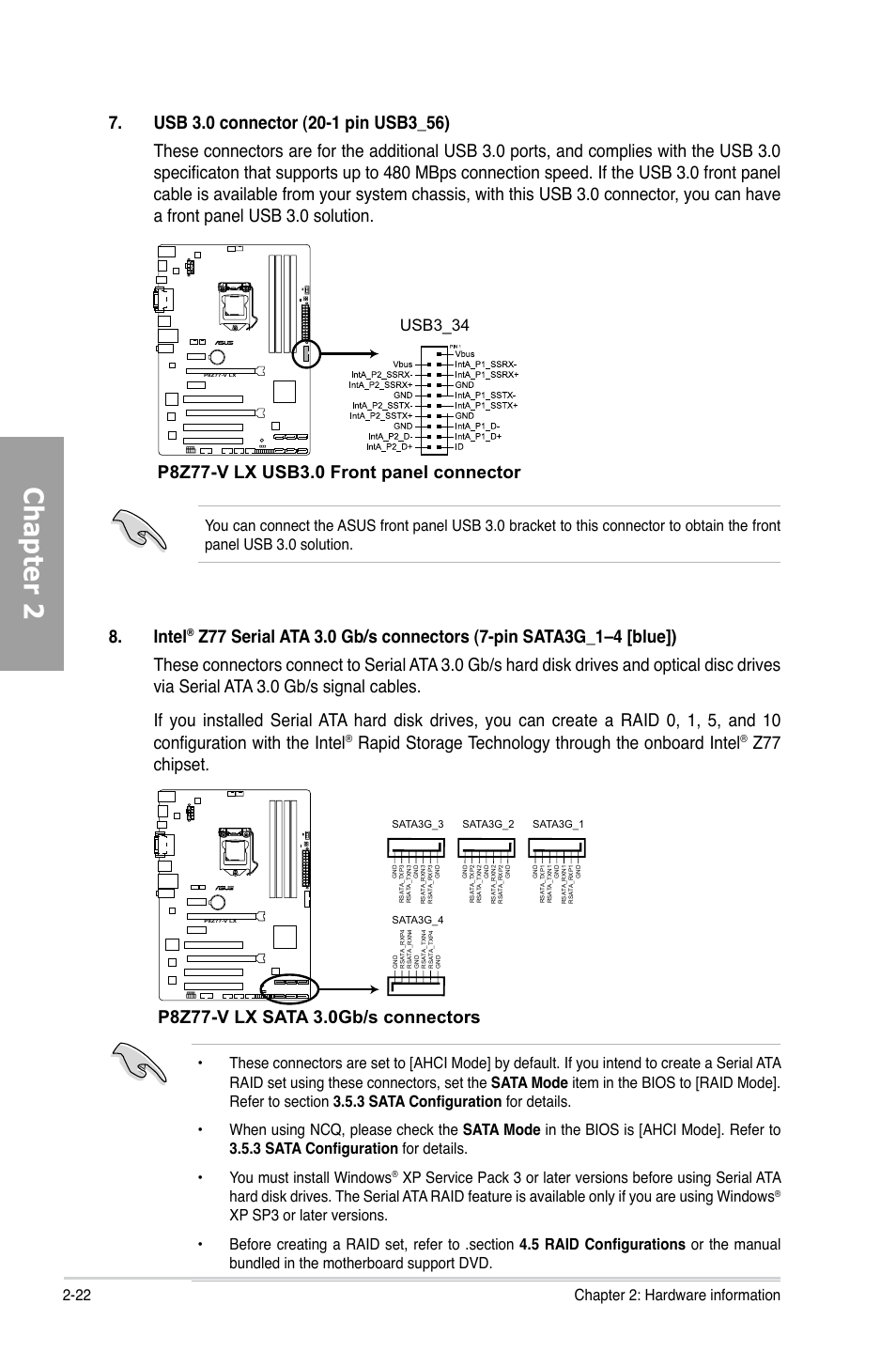 Chapter 2, Intel, Rapid storage technology through the onboard intel | Asus  P8Z77-V LX User Manual | Page 41 / 142 | Original mode