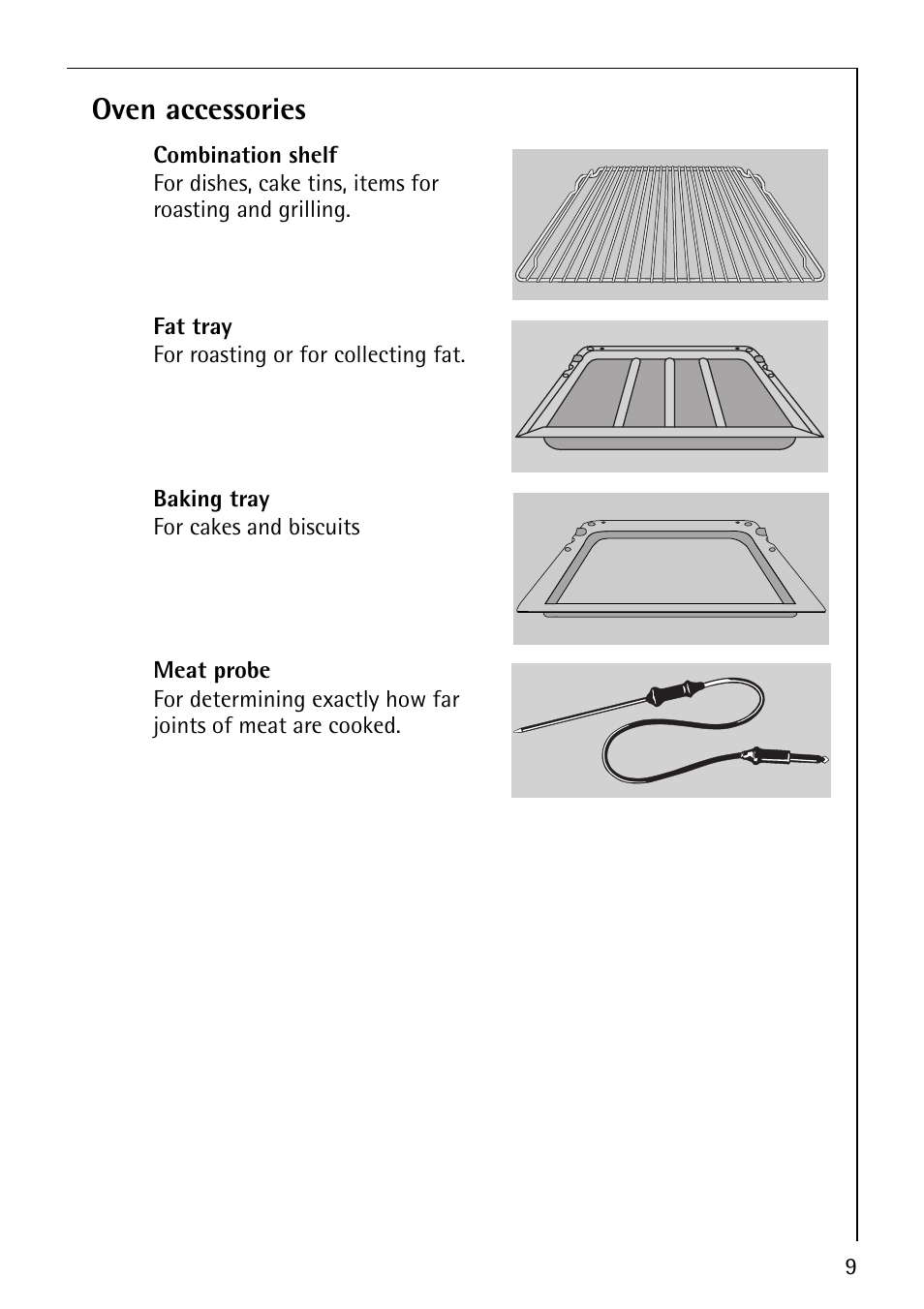 Oven accessories | AEG COMPETENCE E4130-1 User Manual | Page 9 / 56