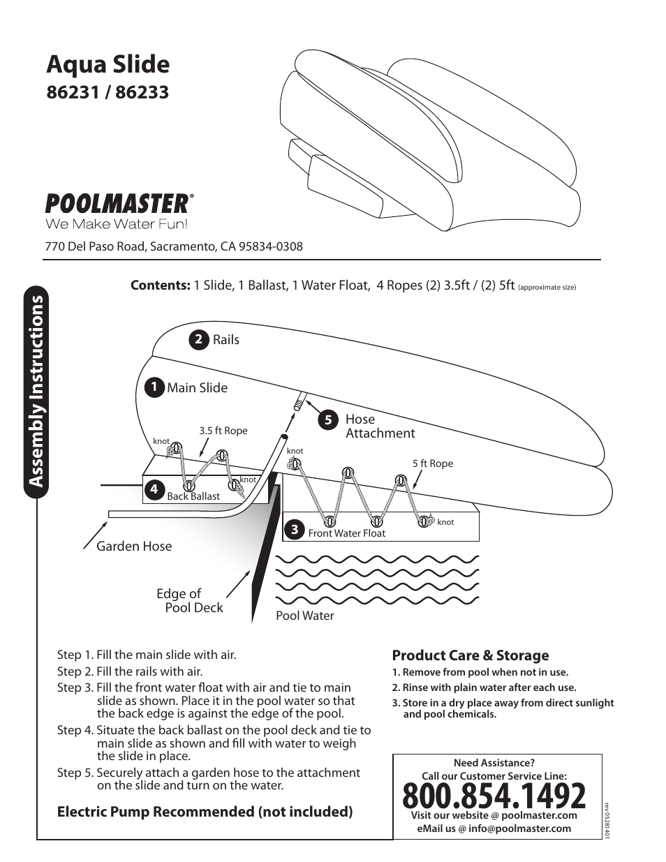 Poolmaster 86233 Aqua Launch Slide User Manual | 1 page | Also for: 86231 Aqua  Launch Slide