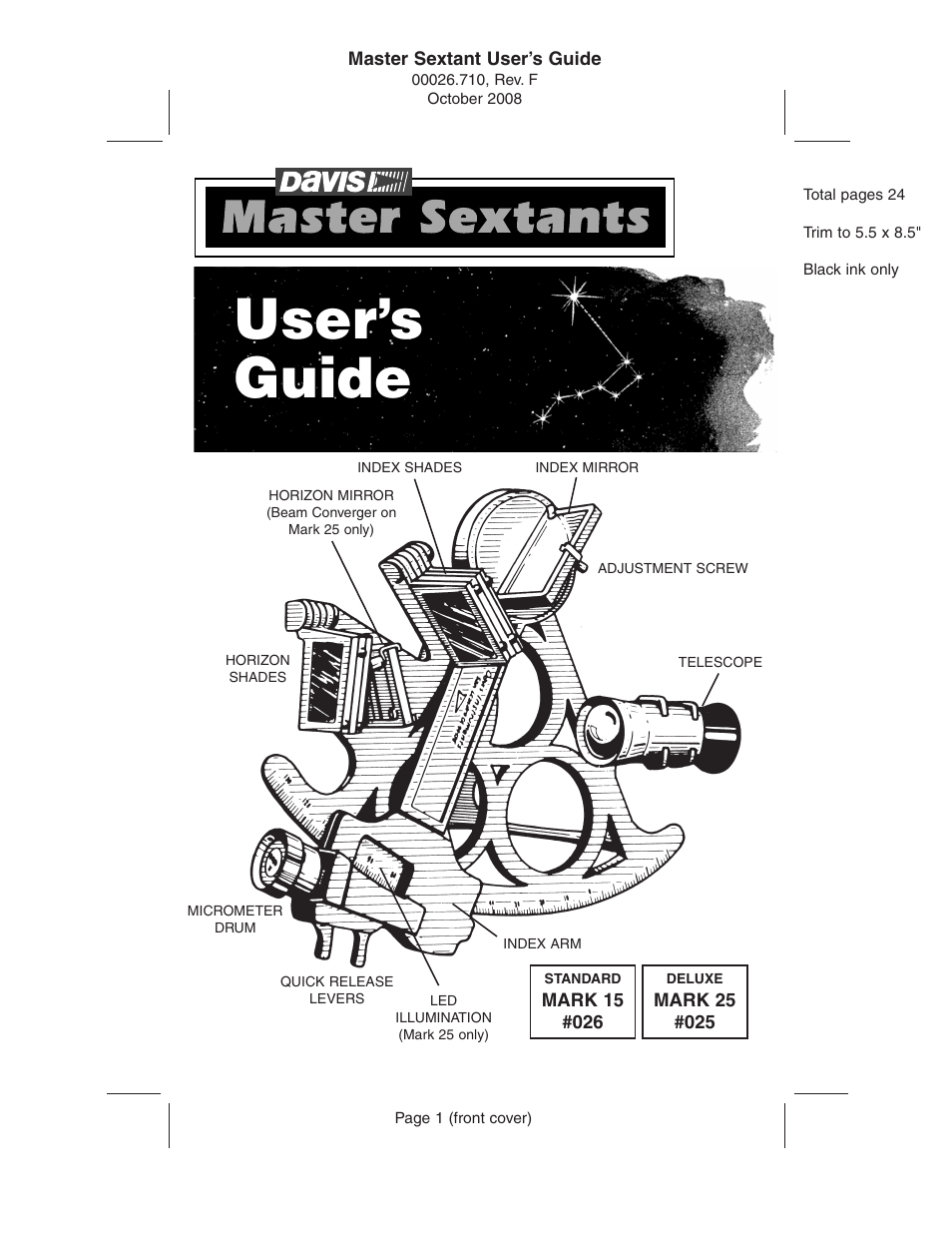 DAVIS Mark 15, 25 Sextant User Manual | 24 pages