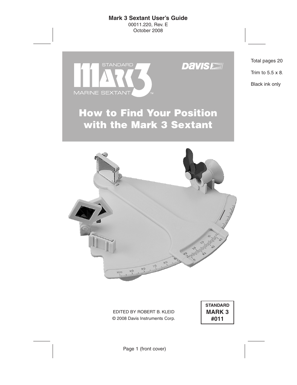 DAVIS Mark 3 Sextant User Manual | 20 pages