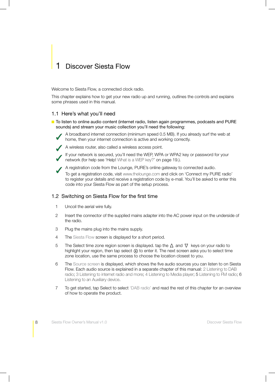 Discover siesta flow | Pure Siesta Flow - User Guide User Manual | Page 8 /  45 | Original mode