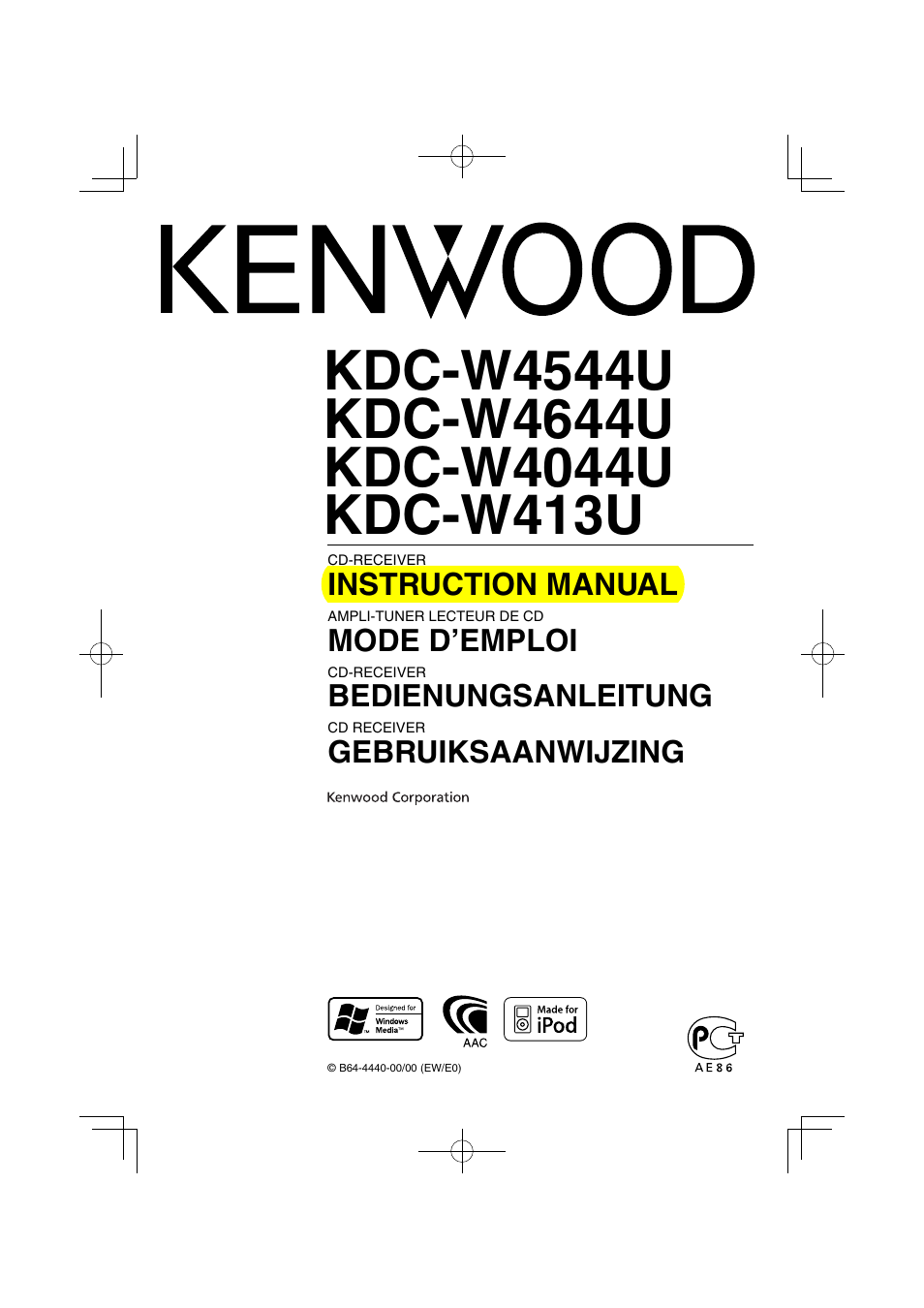 Kenwood KDC-W413UA User Manual | 27 pages | Also for: KDC-W4544U, KDC -W4044UA