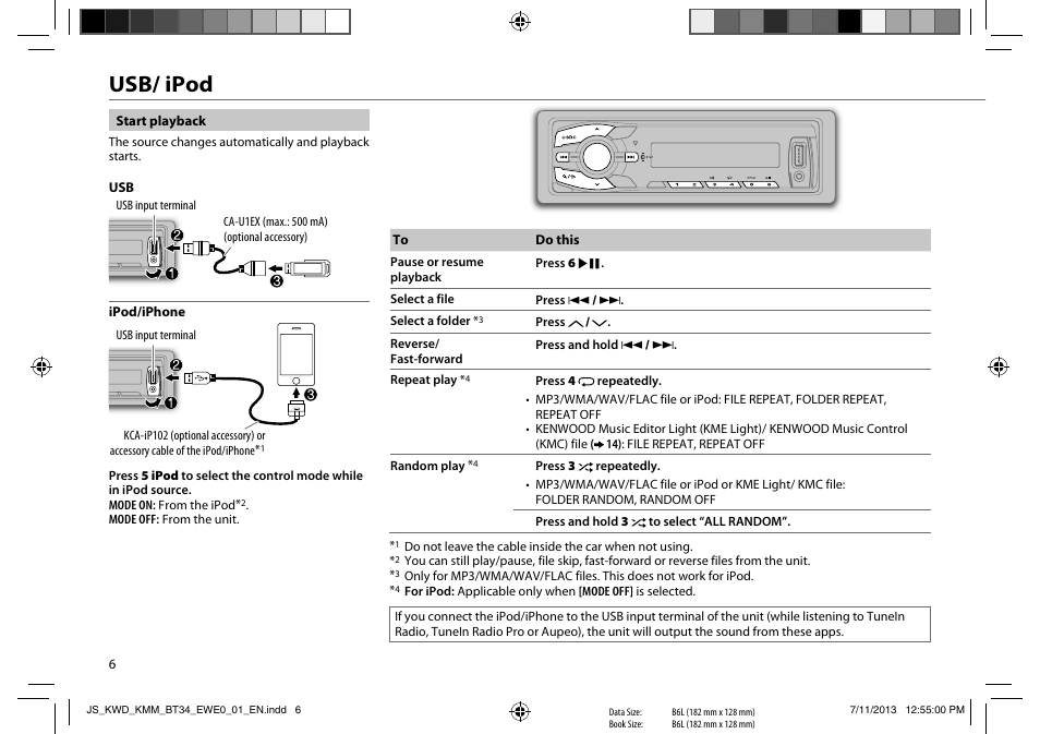 Usb/ ipod | Kenwood KMM-BT34 User Manual | Page 8 / 21 | Original mode