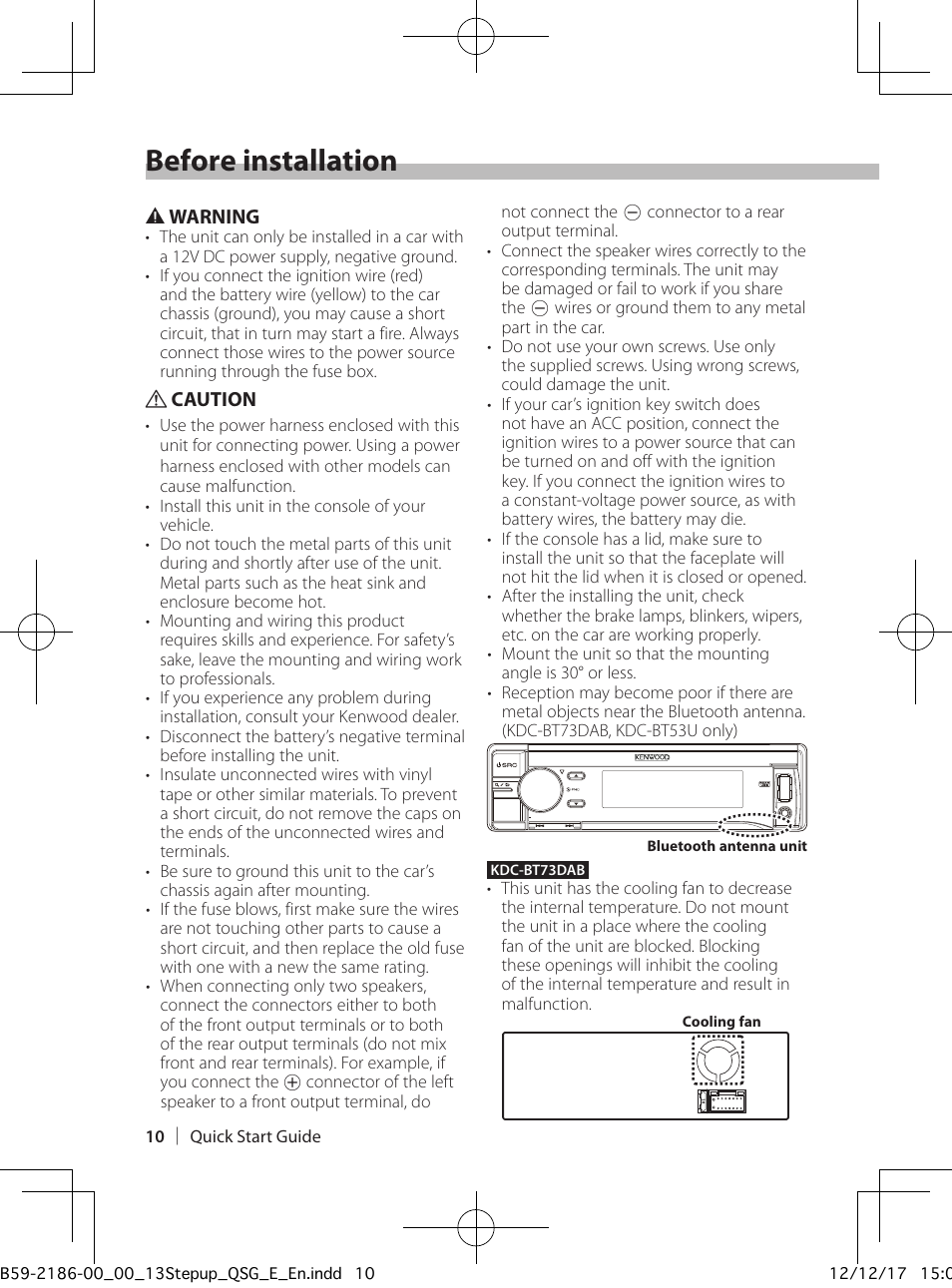 Before installation | Kenwood KDC-BT53U User Manual | Page 10 / 20 |  Original mode