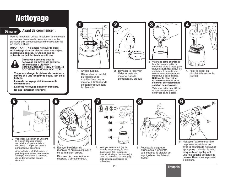 Nettoyage, Avant de commencer | Wagner Control Spray Max User Manual | Page  15 / 28 | Original mode