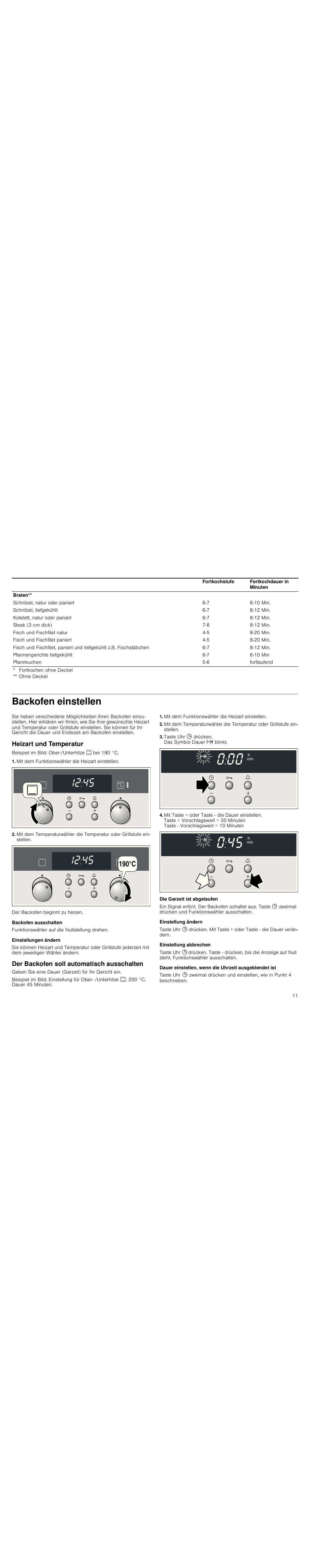 Backofen einstellen, Heizart und temperatur, Mit dem funktionswähler die  heizart einstellen | Siemens HC744540 User Manual | Page 11 / 100