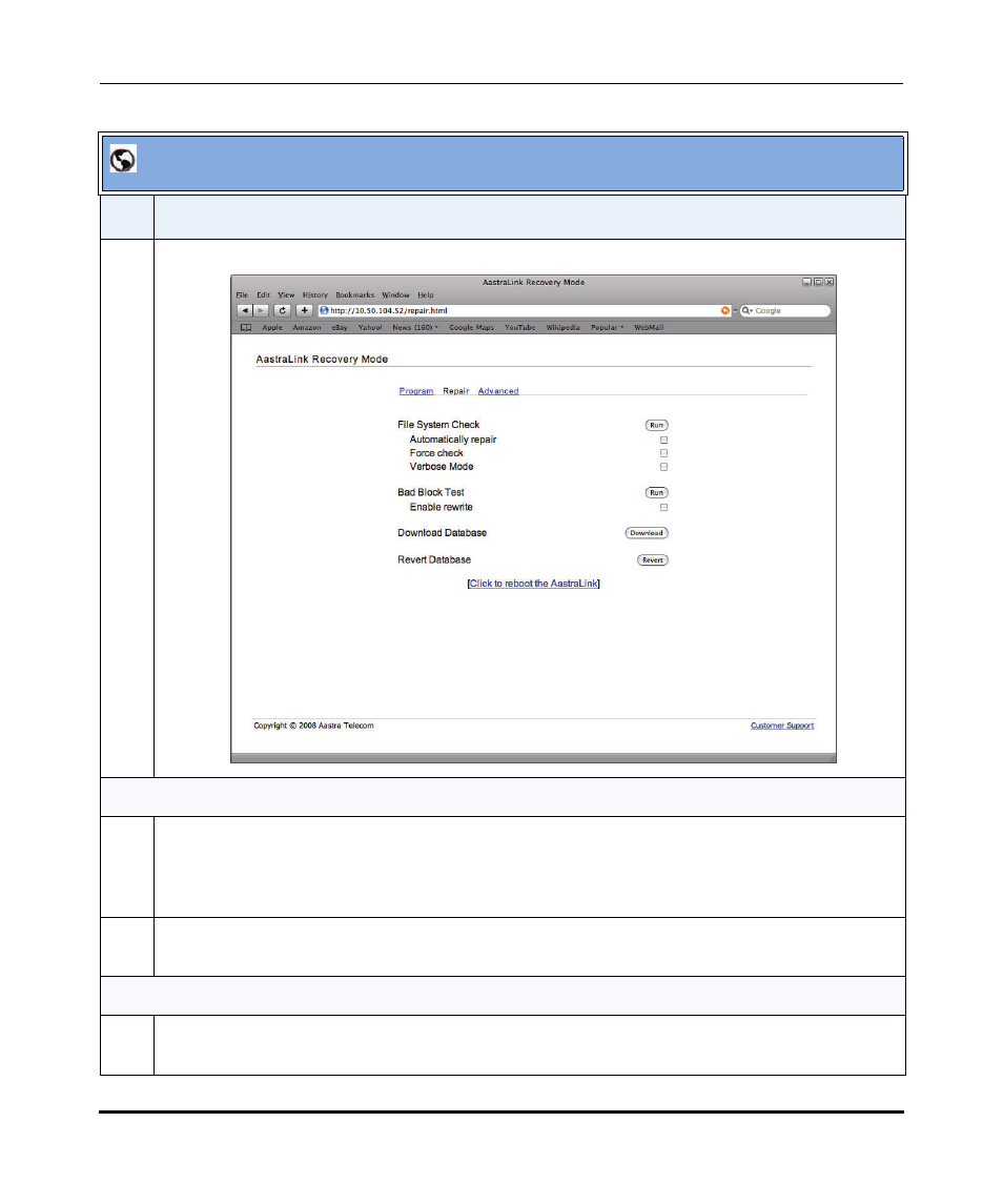 Aastralink recovery ui | Aastra Telecom AastraLink Pro 160 User Manual |  Page 315 / 360 | Original mode