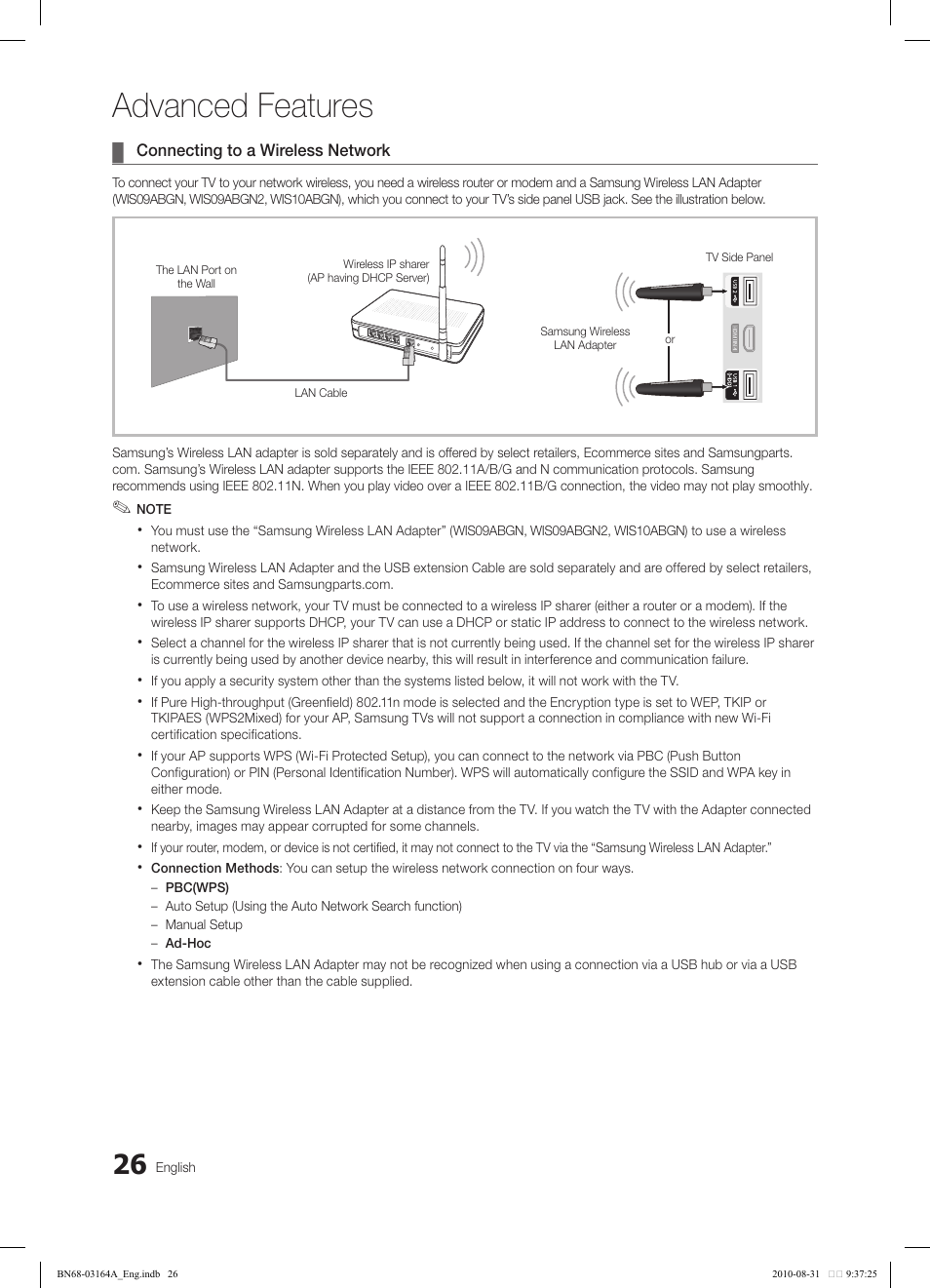 Advanced features | Samsung LN55C630K1FXZA User Manual | Page 26 / 52