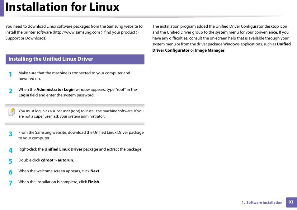 Installation for linux | Samsung CLP-365W-XAC User Manual | Page 93 / 224