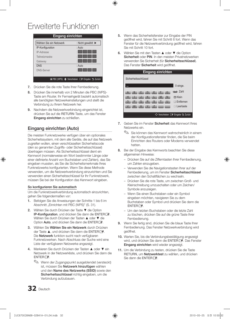 Erweiterte funktionen, Eingang einrichten (auto) | Samsung UE37C6730US User  Manual | Page 92 / 241 | Original mode