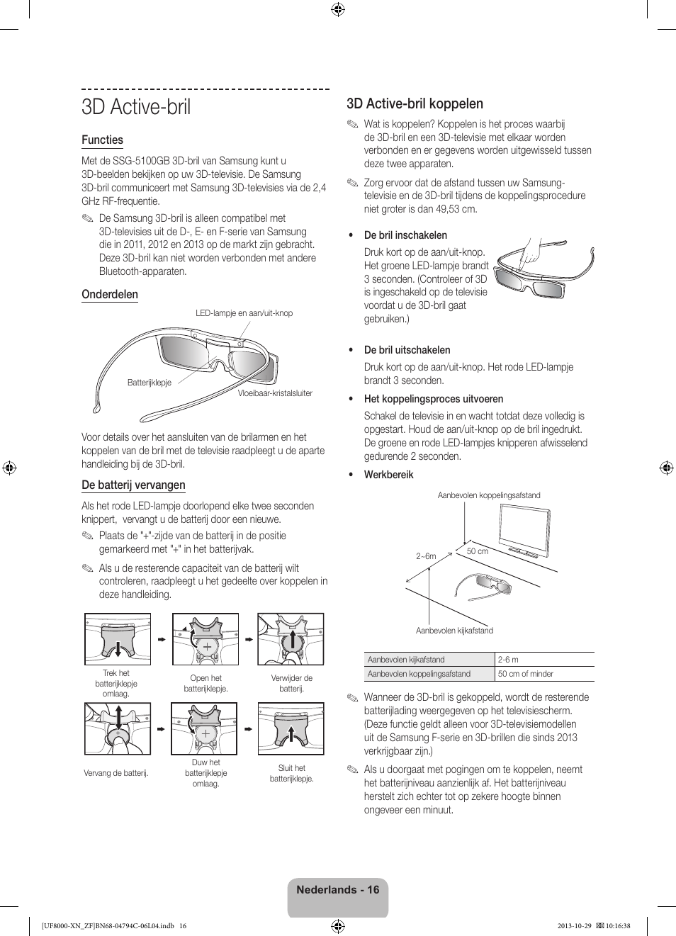 3d active-bril, 3d active-bril koppelen | Samsung UE46F8000SL User Manual |  Page 88 / 97