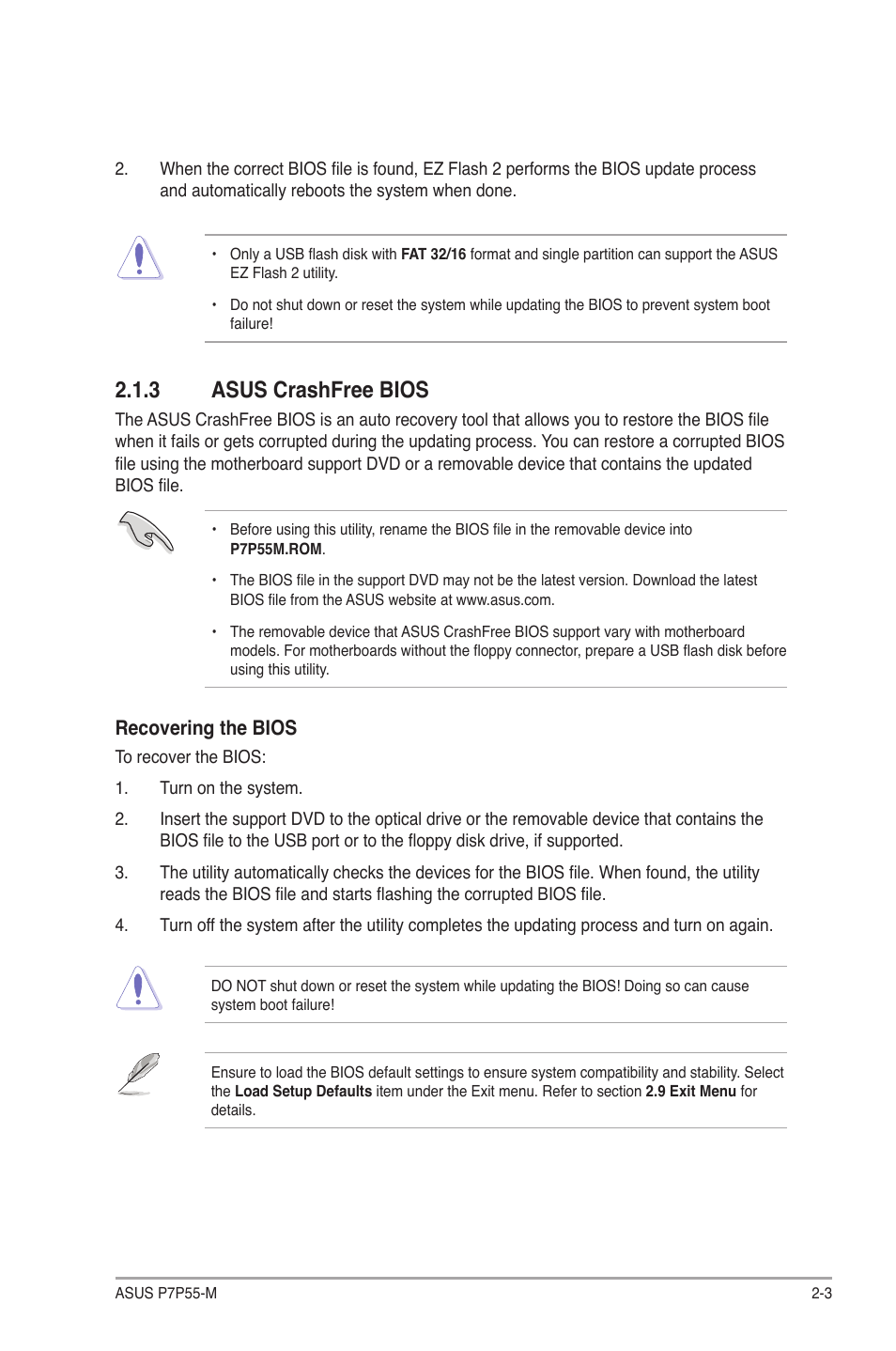 3 asus crashfree bios, Asus crashfree bios -3 | Asus Motherboard P7P55-M  User Manual | Page 43 / 68