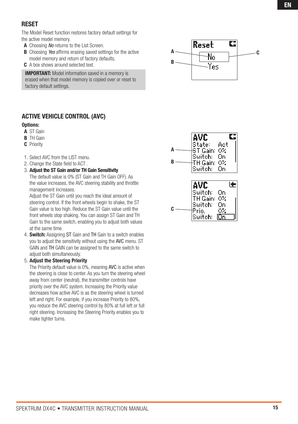 Spektrum SPM4200 DX4C User Manual | Page 15 / 21 | Original mode | Also  for: SPM4210 DX4C