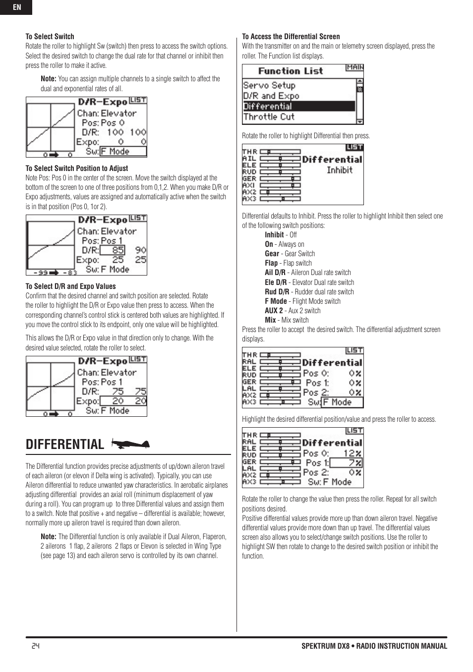Differential | Spektrum DX8 User Manual | Page 24 / 42