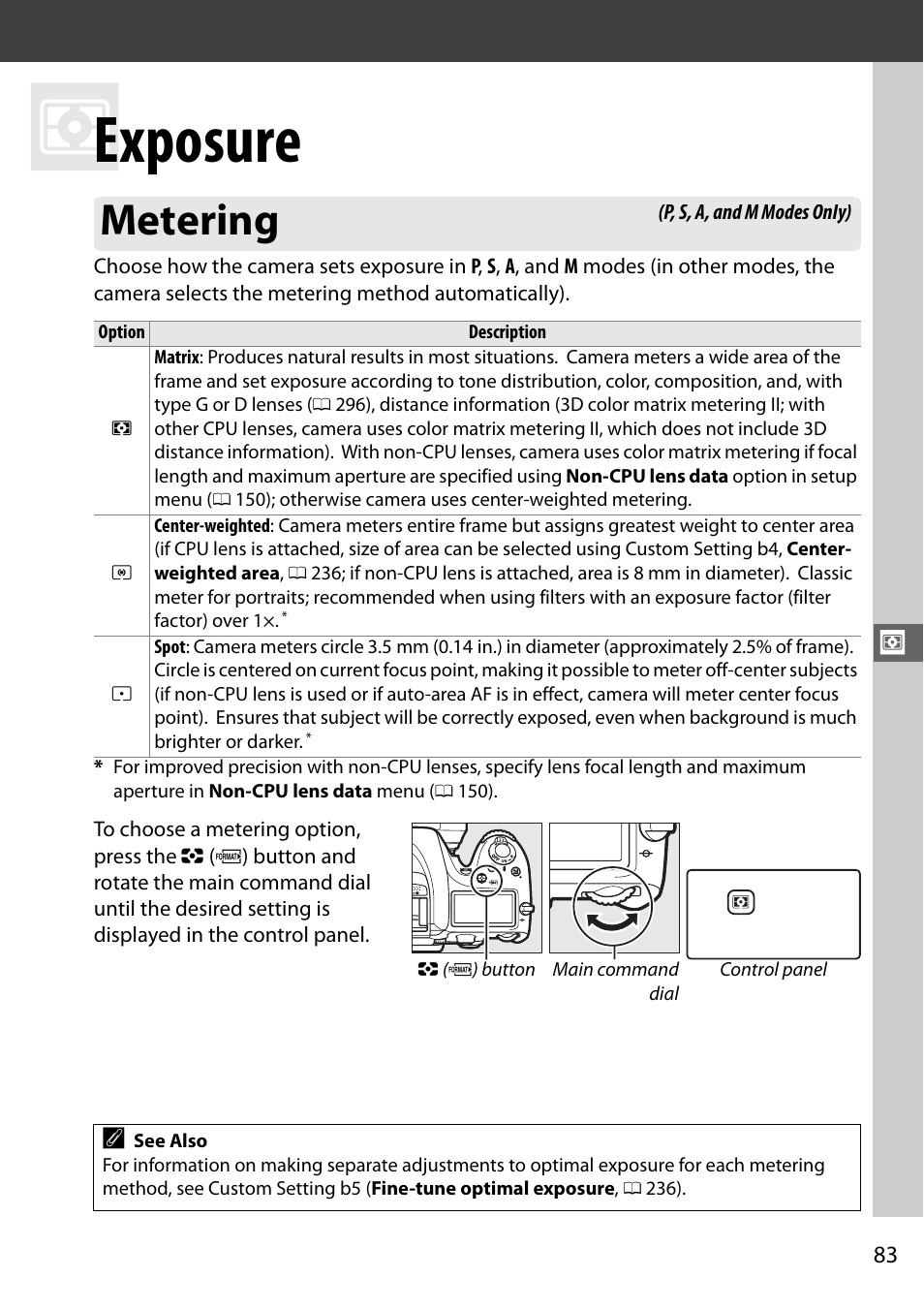 Exposure, Metering | Nikon D7100 User Manual | Page 111 / 384