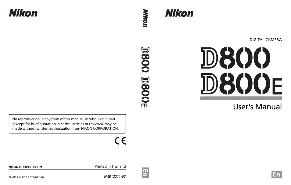 Nikon D800 User Manual | 472 pages | Also for: D800E