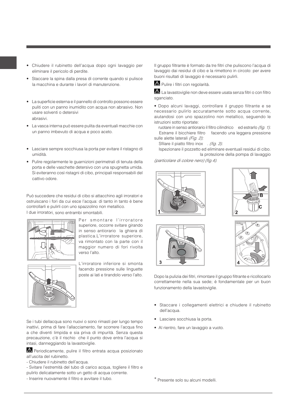 Manutenzione e cura, Escludere acqua e corrente elettrica, Pulire la  lavastoviglie | Indesit DIF-14B1-EU User Manual | Page 12 / 84 | Original  mode