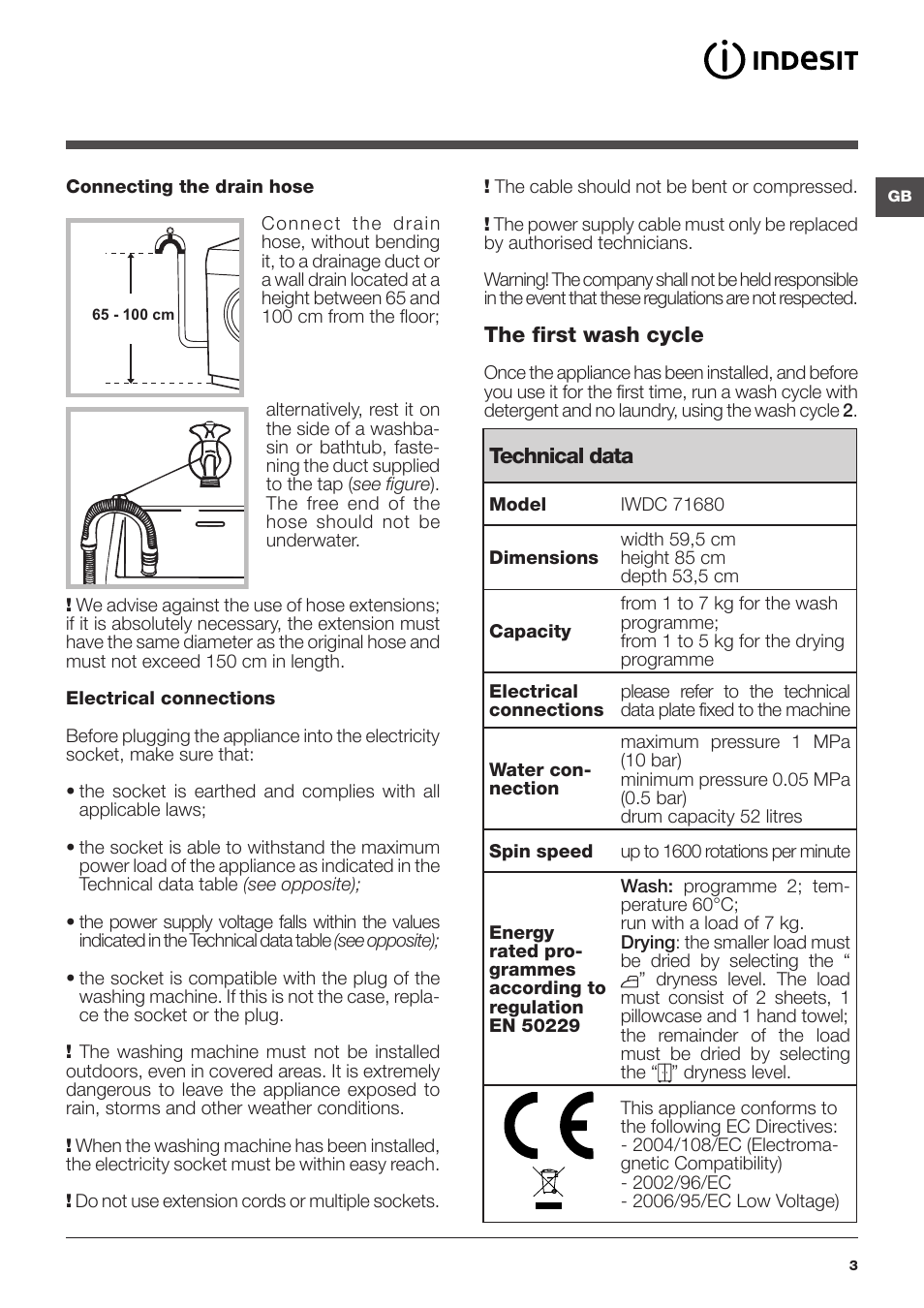 Poner cambiar Canciones infantiles Indesit IWDC-71680-ECO-(EU) User Manual | Page 3 / 84 | Original mode