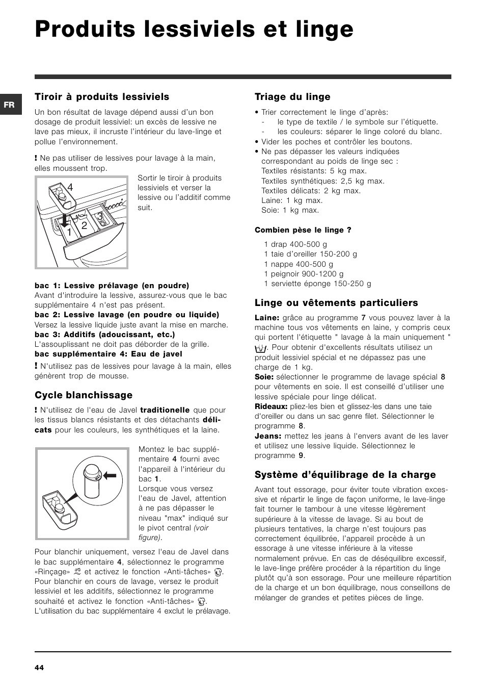 Produits lessiviels et linge | Indesit IWC-5105-(EU) User Manual | Page 44  / 84