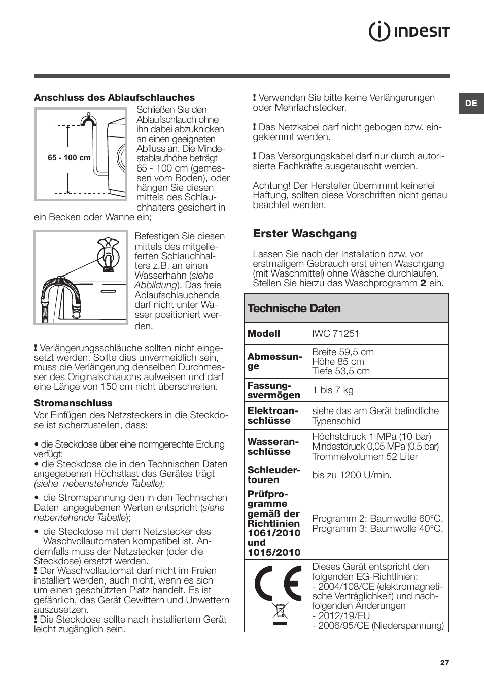 granizo retirarse auricular Indesit IWC-71251-C-ECO-EU User Manual | Page 27 / 72 | Original mode