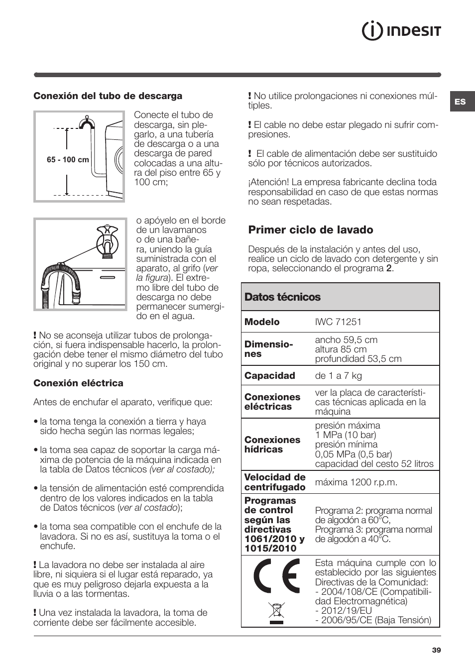 Indesit IWC-71251-C-ECO-EU User Manual | Page 39 / 72 | Original mode