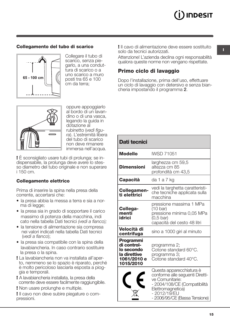 Indesit IWSD-71051-C-ECO-EU User Manual | Page 15 / 72 | Original mode