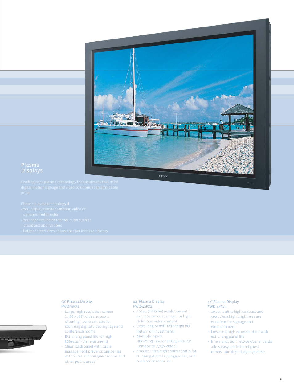 Plasma displays | Sony FWD-50PX1 User Manual | Page 5 / 12