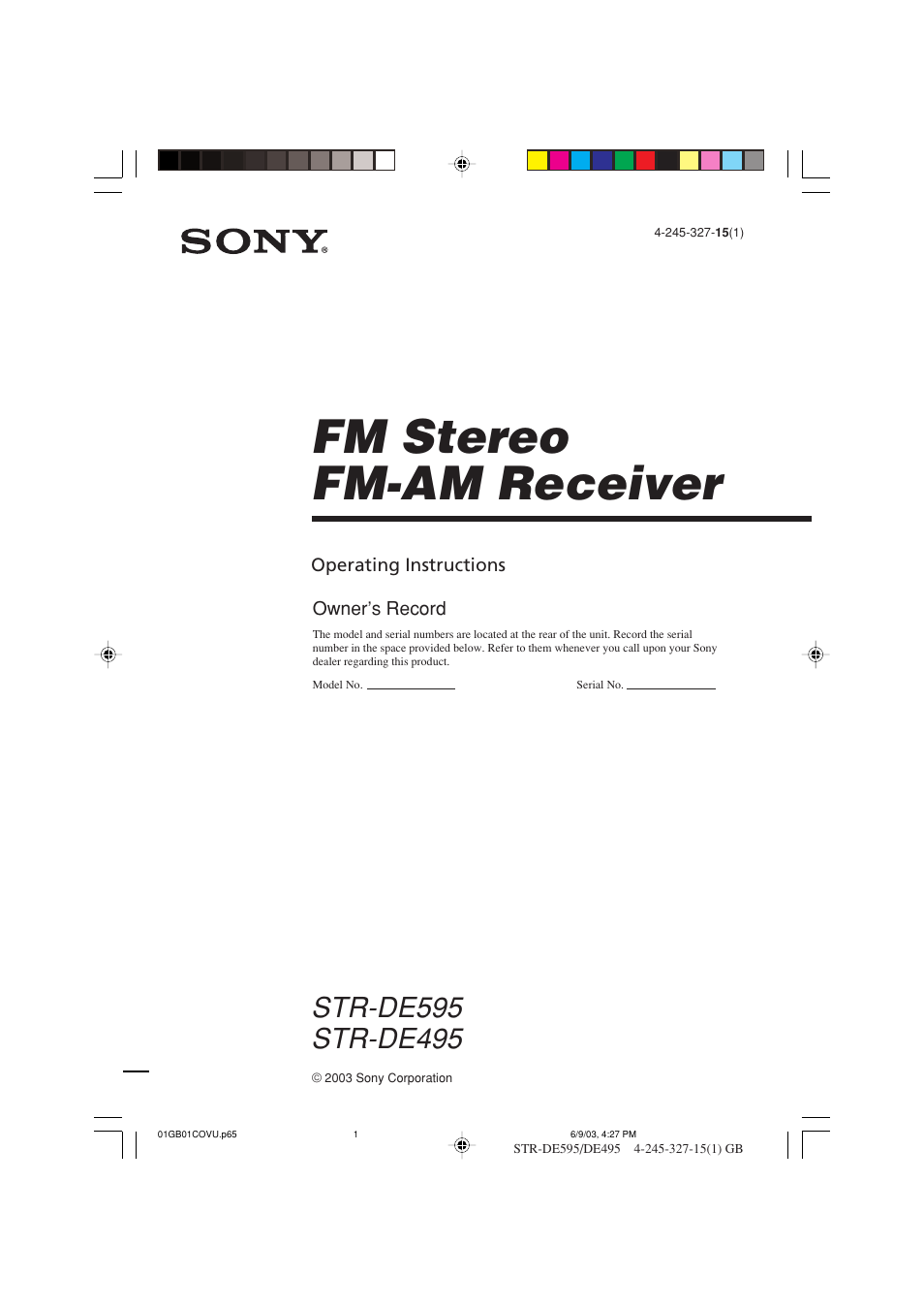 Sony STR-DE495 User Manual | 48 pages