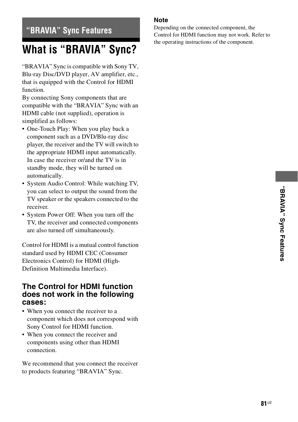 Bravia” sync features, What is “bravia” sync | Sony STR-DH800 User Manual |  Page 81 / 124