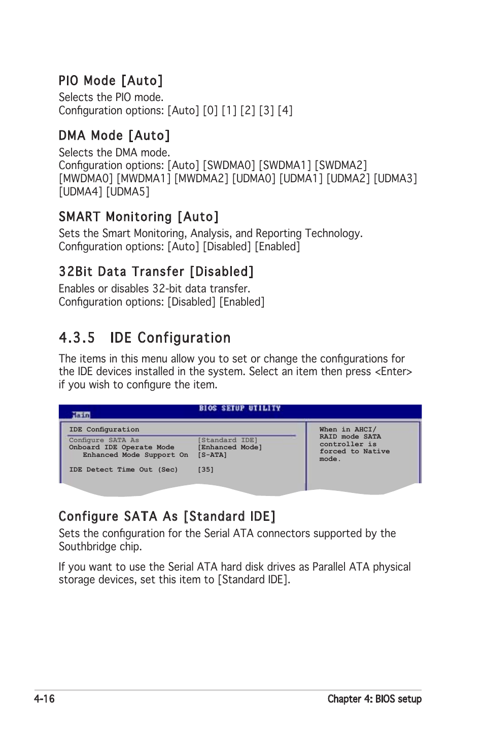 5 ide configuration, Pio mode [auto, Dma mode [auto | Asus Motherboard  P5PL2 User Manual | Page 72 / 116 | Original mode