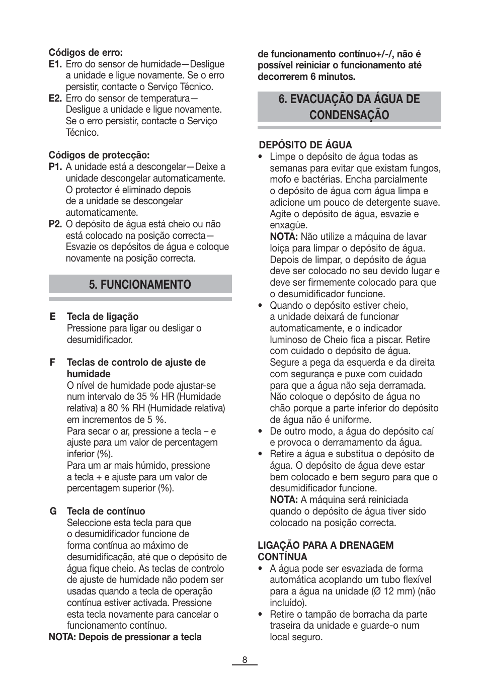 Funcionamento 6. evacuação da água de condensação | Fagor DH-10D User Manual  | Page 9 / 54