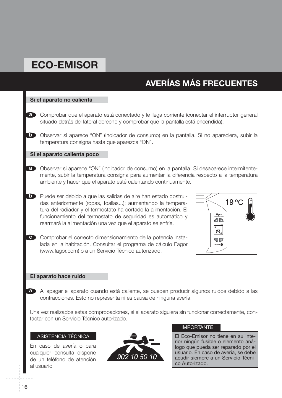Eco-emisor, Averías más frecuentes | Fagor REIN-652I User Manual | Page 16  / 74